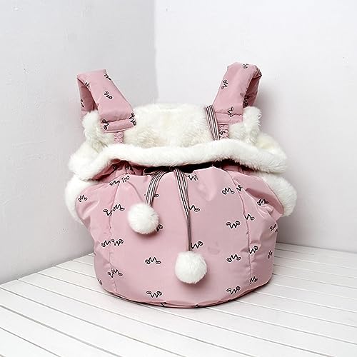 Katzentrage Winter Warm Pet Carrier Rucksack für kleine Hunde und Katzen, Plüsch Front Katze Hund Carrier Rucksack Reisetasche Rosa von DANETI