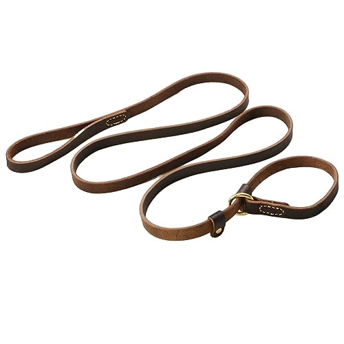 Slip lead dog leash Real Leather slip Dog lead Genuine Leather slip Leash Big Dog Leather slip Leash Rope Large Dog lead 1.8cmX180cm Brown von DANETI