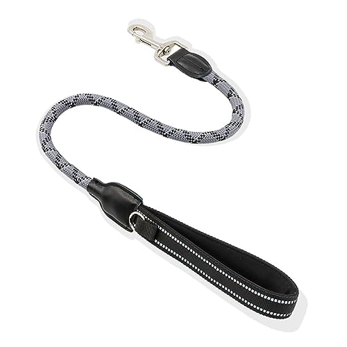 Trainingsleine, reflektierend, Doppelkopf, verstellbar, für mittelgroße und große Hunde, Nylonseil, Spaziergänge für Haustiere, Breite 1,0 cm, Grau Trainingsleine, reflektierend, Doppelkopf, verstellbar, für mittelgroße und große Hunde, Nylonseil, Spaziergänge für Haustiere, Breite 1,0 cm, Grau von DANETI