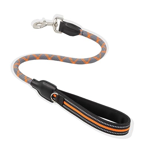 Trainingsleine, reflektierend, Doppelkopf, verstellbar, für mittelgroße und große Hunde, Nylonseil, Spaziergänge für Haustiere, Länge 1,2 cm, Orange von DANETI