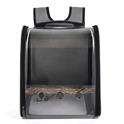 Transporttasche mit Sichtfenster, transparent, für Hunde, Katzen, Papageien, Raumkapsel, Haustier, Vogel, Rucksack für Papageien, L34 x B27 x H42 cm, Grau von DANETI