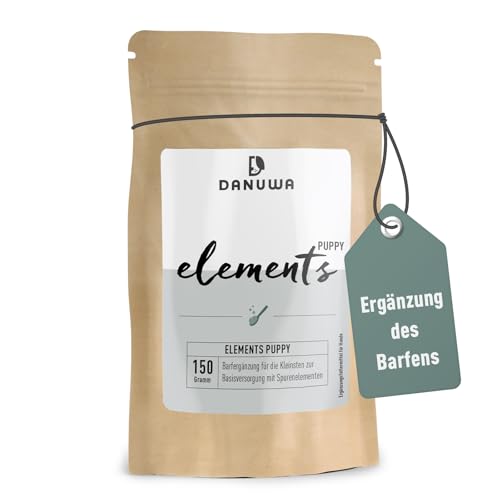 DANUWA Elements Puppy 150g – Ergänzungsfuttermittel für Welpen - Spurenelemente & Mineralstoffe mit Zink, Kupfer & Mangan – Barf-Pulver für gesundes Wachstum, Immunsystem & Fellpflege von DANUWA