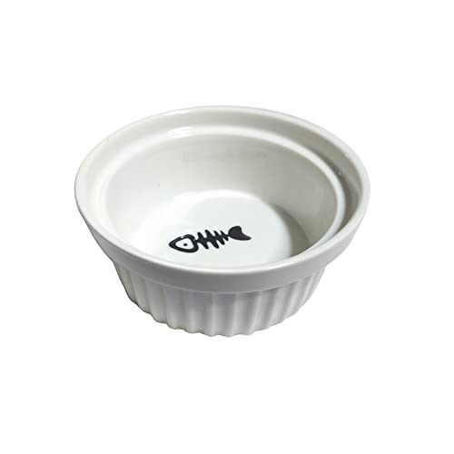 Acryl erhöhte Hund Katze Schüssel Haustier Futter Erhöhter Ständer 1 Keramik Schüsseln, Durchmesser 12 cm, Perfekt für Katzen Welpen Kleine Hunde(Ceramic Bowl-1PCS) von DANXQ