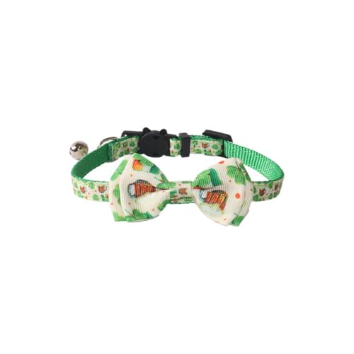 DAOFEUK St. Patrick's Katzenhalsbänder, verstellbar, St. Patrick's Pet Fliege Hundehalsband mit Glöckchen, irisches Glücksklee, Haustier-Krawatte für die meisten Katzen und Welpen (2) von DAOFEUK