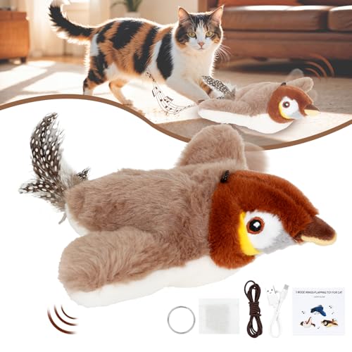 DAOUZL Katzenspielzeug Vogel, Flappy Bird Cat Toy, Interaktives Katzenspielzeug, vogelspielzeug für Katzen mit Katzenminze, 3 Vibrationsmodi DAOUZL Katzenspielzeug Vogel, Flappy Bird Cat Toy, Interaktives Katzenspielzeug, vogelspielzeug für Katzen mit Katzenminze, 3 Vibrationsmodi von DAOUZL