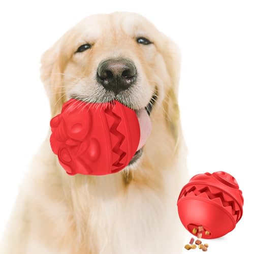 DAOZIJI Hundespielzeug aus Gummi, unzerstörbarer Hundeball für aggressive Kauer, interaktives Leckerli-Spielzeug für Langeweile, um sie zu beschäftigen, großer aggressiver Kauball von DAOZIJI
