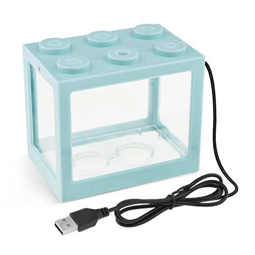 DAPERCI Mini-Aquarium, Aquarium mit Beleuchtung for Mooskugeln, Schildkröten, Reptilien, Büro- und Heimtischdekoration Aquarium Dekoration (Color : Blue) von DAPERCI