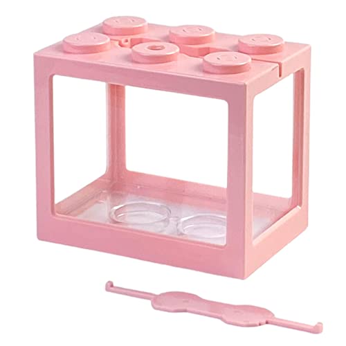 DAPERCI Mini-Aquarium, Aquarium mit Beleuchtung for Mooskugeln, Schildkröten, Reptilien, Büro- und Heimtischdekoration Aquarium Dekoration (Color : Pink) von DAPERCI