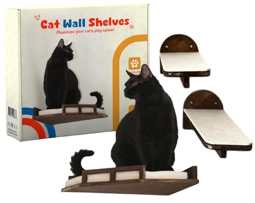 Daphinx Katzen-Wandregale, 2 Stufen, 1 Eckregal, Wandmontierte Katzenmöbel, Katzenkletterregale, große Katzen Kletterregal, dunkles Holz, Katzen-Sitzstange, Gehwege, waschbar, gemütlicher und bequemer Daphinx Katzen-Wandregale, 2 Stufen, 1 Eckregal, Wandmontierte Katzenmöbel, Katzenkletterregale, große Katzen Kletterregal, dunkles Holz, Katzen-Sitzstange, Gehwege, waschbar, gemütlicher und bequemer von DAPHINX