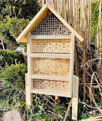 DARLUX massives handgefertigtes L Insektenhotel aus Holz I Haus 51 x 28 x 16 cm (HxBxT) I mit Ständer Höhe 71 cm I Wildbienen Nisthilfe I Bienenhotel I Insektenhaus I wetterfest I Natur farbig DARLUX massives handgefertigtes L Insektenhotel aus Holz I Haus 51 x 28 x 16 cm (HxBxT) I mit Ständer Höhe 71 cm I Wildbienen Nisthilfe I Bienenhotel I Insektenhaus I wetterfest I Natur farbig von DARLUX