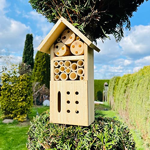 DARLUX Holz Insektenhotel Loft S Wildbienen-Nisthilfe Insektenhaus für den Garten oder Balkon, Naturbelassen von DARLUX