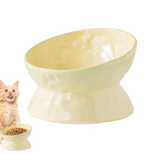 DASHIELL Erhöhter Futternapf für Katzen,Erhöhte Futternäpfe für Katzen aus Keramik | Erhöhter Futter- und Wassernapf - Breiter Futternapf für Katzen, Futter- und Tränkezubehör für Katzen mit flachem von DASHIELL