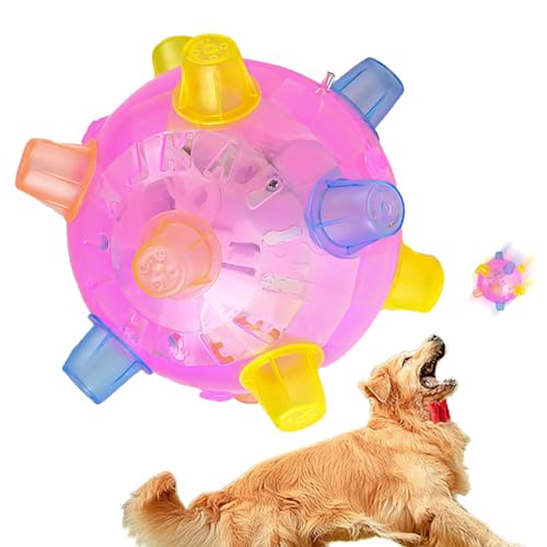 DASHIELL LEDJumping Aktivierungsball, interaktives Hundespielzeug, Bunter Sprung-Aktivierungsball mit Licht und Musik, Leuchtendes, kreatives Puzzle-Haustierballspielzeug für Welpen, Hunde, Katzen, von DASHIELL