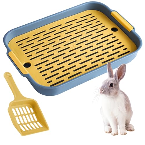 Kaninchentoilette mit Sandschaufel, Kunststoff-Kaninchenklo praktisch, Haustier-Hamster-Toilette, Tiertoilette für Kaninchen, Kaninchen (Gelbbogen) von DASHUAIGE