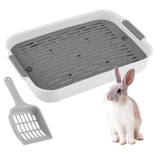 Kaninchentoilette mit Sandschaufel, Kunststoff-Kaninchenklo praktisch, Haustier-Hamster-Toilette, Tiertoilette für Kaninchen, Kaninchen (Weiß) von DASHUAIGE