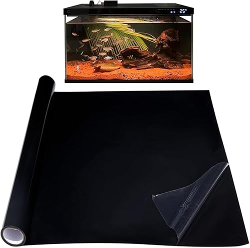 DASIAUTOEM Aquarium Hintergrund, 40x200cm Statisch Haftender Aquariumhintergrund, PVC Aquarium Aufkleber Hintergrund, Schwarzer Hintergrund Haftender für Aquarium Tapete Dekorationen von DASIAUTOEM