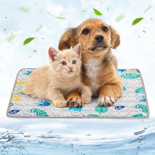 DASIAUTOEM Kühlmatte für Hunde und Katzen, Haustier Kühlmatte, Ungiftiges Gel, Selbstkühlende Haustier Kühlmatte, Hundematte Zuhause Outdoor Größe XL (100 x 70 cm) (Graue Ananas) von DASIAUTOEM