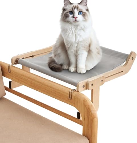 Katzen Hängematte für Fenster, Schublade Sitzstange für Katze, Holz Katze Fenster Sitzstangen Katzenhängematte Katzenbett für Bettkante Katzen Balkon Hängematte Bett von DASIAUTOEM