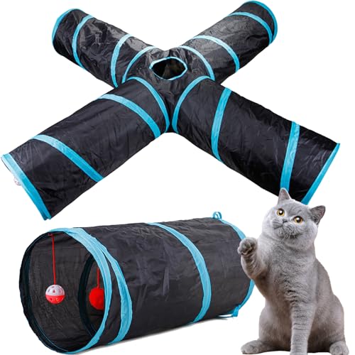 Cat Tunnel for Indoor Cats Large,with Play Ball Collapsible Interactive Peek Hole Pet Tube Toys,Puppy,Kitten,Rabbit,A von DATOZA