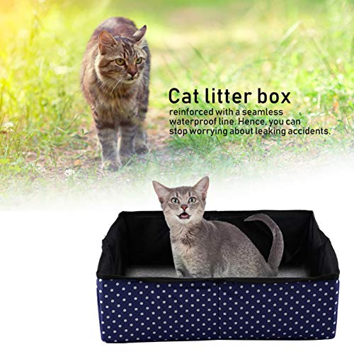 DAUERHAFT Platzsparende Cat Litter Box für Pet Cat Indoor Outdoor(Navy Blue dot) von SALUTUYA