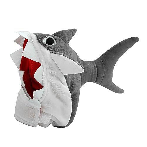 DAUZ Hundekostüme Hai-Hut, Haustier-Hai-Hut, Weich, Verstellbar, Tierform, Halloween-Dekoration für Cosplay (M) von DAUZ