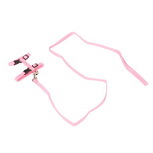 Katzengeschirr-Leinen-Set, H-förmiges, Sicheres, Verstellbares Katzen-Brustgeschirr, Robust mit Schnellverschluss-Schnalle Zum Gehen (PINK) von DAUZ