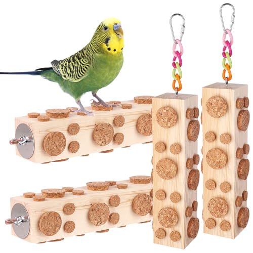 DAVAXI Vogel-Kauspielzeug aus Holz, Futtersuchspielzeug, Vogelspielzeug, hängendes Holzpuzzle, Futterspielzeug, Papageien, Korkstopper, Spielzeug, Vögel, Fütterungsspielzeug für kleine und mittelgroße von DAVAXI