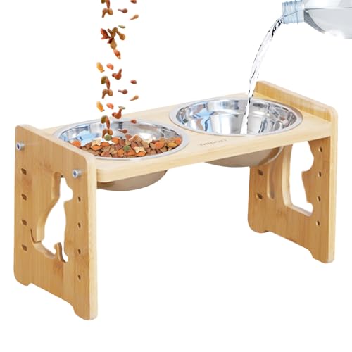 DAWCBVJQ 33x19.5x16.2cm Hundenapf Erhöht Edelstahl Futterstation Fressnapf Ständer Hundebar Mittelgrosse Hunde Futternapf Hundenapfständer Groß Hunde Schalen Mit 2 Hundenäpfe Aus Rostfreiem Stah von DAWCBVJQ