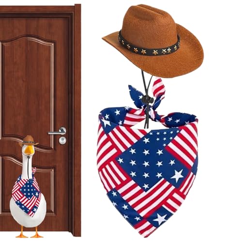 DAWCBVJQ 4. Juli Gänse Kleidung, 4. Juli Gänse Outfit Set | Tierflaggen -Tier -Outfit,Nettes Urlaubsgänsekostüm für Gartenpartyzubehör im Freien Dekorationen von DAWCBVJQ