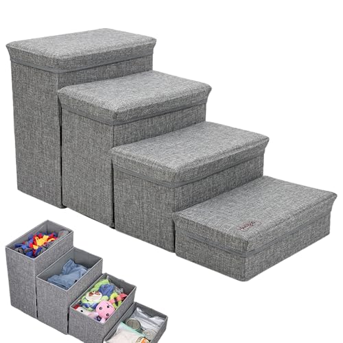 DAWCBVJQ 80 X 33 cm Haustiertreppe Hundetreppe Hunde Treppenhilfe Katzentreppe Für Hundecouch | Faltbare Indoor-Hundehüttentreppe Mit Stauraum, Nicht Reizende, rutschfeste Hunderampe Für Kleine von DAWCBVJQ