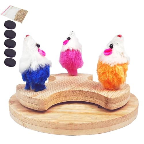 DAWCBVJQ Katzen-Drehteller-Spielzeug | Holz-Mäuse für Indoor-Katzen, interaktives Kätzchen-Übungs-Spielzubehör, Puzzle zum Abnehmen und Trainieren DAWCBVJQ Katzen-Drehteller-Spielzeug | Holz-Mäuse für Indoor-Katzen, interaktives Kätzchen-Übungs-Spielzubehör, Puzzle zum Abnehmen und Trainieren von DAWCBVJQ