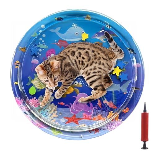 DAWCBVJQ Katzen Wasserspielmatte, Haustier Wassermatte Für Katzen, Kühle Unterlage Spielzeug für Tiere bei Terrasse Balkon Garten von DAWCBVJQ