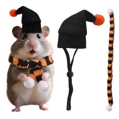 DAWCBVJQ Set Aus Hut Und Schal Für e - Niedliches Halloween Accessoire Für Zwerghamster | Einstellbare Kopfbedeckung Outfit für Feste Feiern und Partys von DAWCBVJQ
