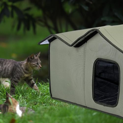DAWCBVJQ Winterfeste Katchenhütte Für Draußen - Katzenschutz Für Den Außenbereich - Wetterfeste Winterisolierte Tierunterkunft Für Garten Balkon Terrasse Camping von DAWCBVJQ