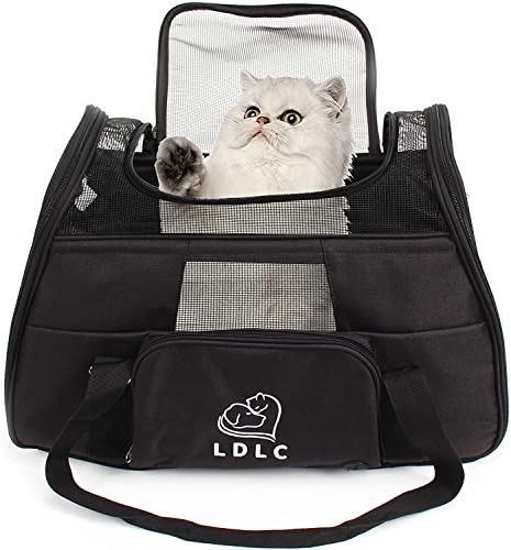 DW Haustier-Transporttasche, Haustier-Tasche, Reisehundetasche mit Weichem Gesicht, Autositz,Reisesichere Reise-Hundetasche, Katzentasche, Geeignet für Kleine und Mittlere Katzen und Hunde (Schwarz) von DAWOO