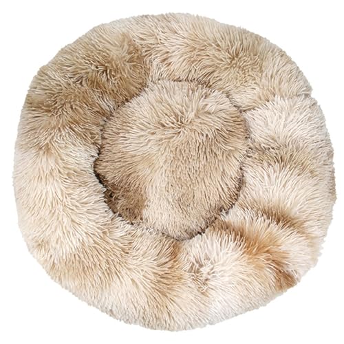 Katzenbetten für Hauskatzen, Beruhigendes Hundebett aus Plüsch in Donutform, Waschbar, Langes Plüsch-Donutkissen mit Rutschfester Unterseite,Brown-60CM Katzenbetten für Hauskatzen, Beruhigendes Hundebett aus Plüsch in Donutform, Waschbar, Langes Plüsch-Donutkissen mit Rutschfester Unterseite,Brown-60CM von DAYKETNE
