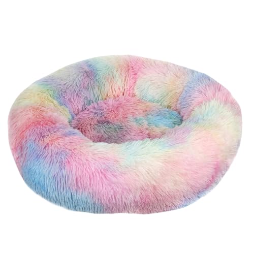 Katzenbetten für Hauskatzen, Beruhigendes Hundebett aus Plüsch in Donutform, Waschbar, Langes Plüsch-Donutkissen mit Rutschfester Unterseite,Colorful-40CM Katzenbetten für Hauskatzen, Beruhigendes Hundebett aus Plüsch in Donutform, Waschbar, Langes Plüsch-Donutkissen mit Rutschfester Unterseite,Colorful-40CM von DAYKETNE