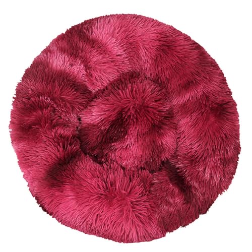 Katzenbetten für Hauskatzen, Beruhigendes Hundebett aus Plüsch in Donutform, Waschbar, Langes Plüsch-Donutkissen mit Rutschfester Unterseite,WineRed-80CM Katzenbetten für Hauskatzen, Beruhigendes Hundebett aus Plüsch in Donutform, Waschbar, Langes Plüsch-Donutkissen mit Rutschfester Unterseite,WineRed-80CM von DAYKETNE