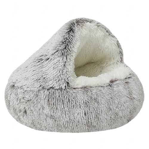 Plüsch-Katzenbett für Hauskatzen, Katzenschlafsack mit Kapuze, Hundehöhlenbett, großes, gemütliches, wärmendes, waschbares, rutschfestes Haustiernest,Brown-80cm Plüsch-Katzenbett für Hauskatzen, Katzenschlafsack mit Kapuze, Hundehöhlenbett, großes, gemütliches, wärmendes, waschbares, rutschfestes Haustiernest,Brown-80cm von DAYKETNE