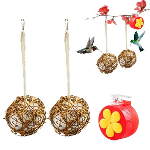2 Stück Vogelnistkugel-Material für Wildvögel mit Wasserspender, handgefertigtes Vogelhaus, Kolibri-Zubehör, nachfüllbare Kugeln, Vogelniststation für Wildvögel im Freien, Zaunkönige, Finken, 2 Stück Vogelnistkugel-Material für Wildvögel mit Wasserspender, handgefertigtes Vogelhaus, Kolibri-Zubehör, nachfüllbare Kugeln, Vogelniststation für Wildvögel im Freien, Zaunkönige, Finken, von DAYUANDIAN