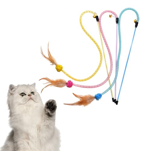 DAYnagh 3 Stück elastische Katzenstab-Spielzeug mit gefiederter Spitze, Netzschlauch, fördert die Beziehung und Gesundheit, Gewichtsmanagement, elastisches Netz, Katzen-Teaser-Stick DAYnagh 3 Stück elastische Katzenstab-Spielzeug mit gefiederter Spitze, Netzschlauch, fördert die Beziehung und Gesundheit, Gewichtsmanagement, elastisches Netz, Katzen-Teaser-Stick von DAYnagh