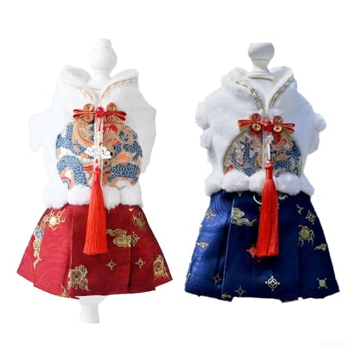 Plüsch-Winterkleid für Haustiere, gemütliches und stilvolles Outfit für kleine bis mittelgroße Hunde und Katzen, hält sie bei kaltem Wetter kuschelig (G) von DAZZLEEX