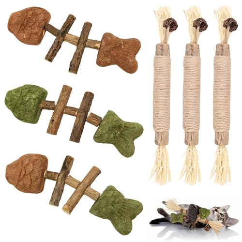 DBAILY 6 Stück Katzenminze Spielzeug, 3 katzenminze Sticks, 3 Katzen Kauhölzer Sticks, für Katzen Zahnpflege & Gegen Mundgeruch, Katzenspielzeug, Katzen Zahnpflege DBAILY 6 Stück Katzenminze Spielzeug, 3 katzenminze Sticks, 3 Katzen Kauhölzer Sticks, für Katzen Zahnpflege & Gegen Mundgeruch, Katzenspielzeug, Katzen Zahnpflege von DBAILY