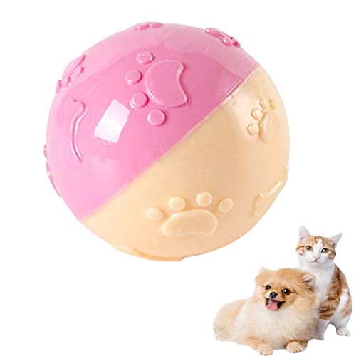 DC CLOUD Hundespielzeug Haustierkauspielzeug Haustierspielzeug,Pet Voice Tennis Gummispielzeug ZäHneputzen Interaktiver Trainingsball 6.5,pink von DC CLOUD