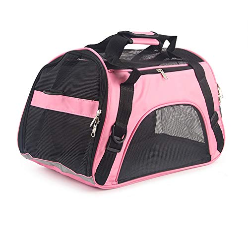 DC CLOUD Katzentransporttasche Hundetragetasche Hundetransportbox Faltbar Haustiertragetasche Mit Verstellbarem Schultergurt Und Atmungsaktives Kunststoffnetz Für Kleine Tiere pink,S von DC CLOUD