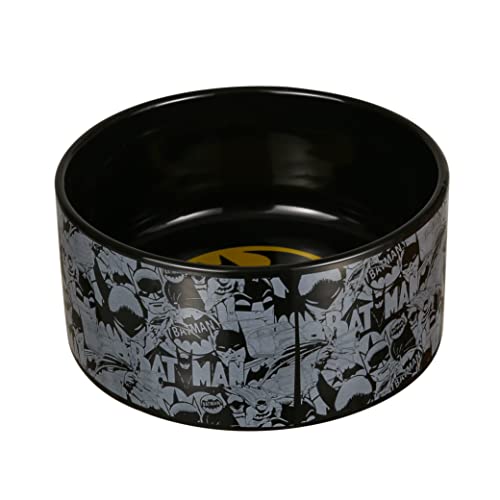 DC Comics Keramik-Hundenapf im Vintage-Batman-Design, schwarz, 15,2 cm, schwarzer Keramik-Hundenapf mit offiziellem DC Comics Batman-Logo, mittelgroßer Futternapf oder Wassernapf für Trocken- und von DC Comics
