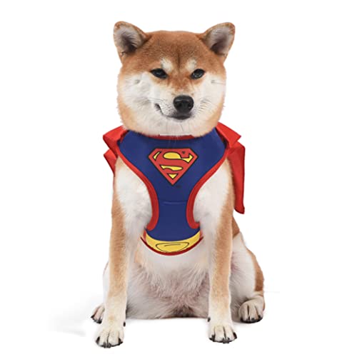 DC Comics for Pets Superman-Hundegeschirr, Superman-Hundekostüm, kein Ziehen, Hundegeschirr mit Superman-Umhang, Superman-Hundebekleidung und Zubehör, Hundegeschirr für kleine Hunde, Größe S von DC Comics