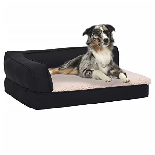 Animals & Pet Supplies,Pet Supplies,Dog Supplies,Dog Beds,Ergonomic Dog Bed Mattress 60x42cm Linen Look Fleece Black von DCRAF