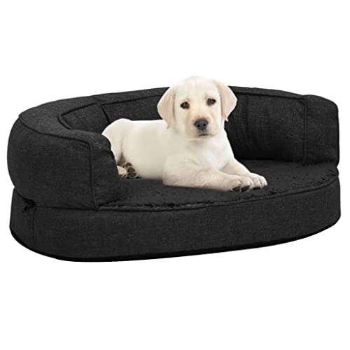 Animals & Pet Supplies,Pet Supplies,Dog Supplies,Dog Beds,Ergonomic Dog Bed Mattress 60x42cm Linen Look Fleece Black von DCRAF
