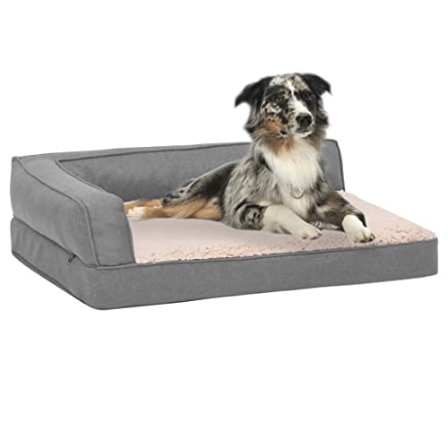Animals & Pet Supplies,Pet Supplies,Dog Supplies,Dog Beds,Ergonomic Dog Bed Mattress 60x42cm Linen Look Fleece Grey von DCRAF